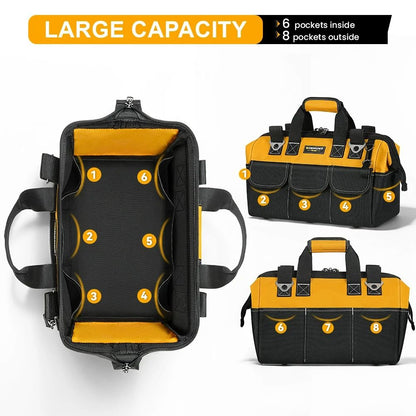 Tool Bag – 14-Pocket Portable Empty Storage Box Organizer with Adjustable Shoulder Strap