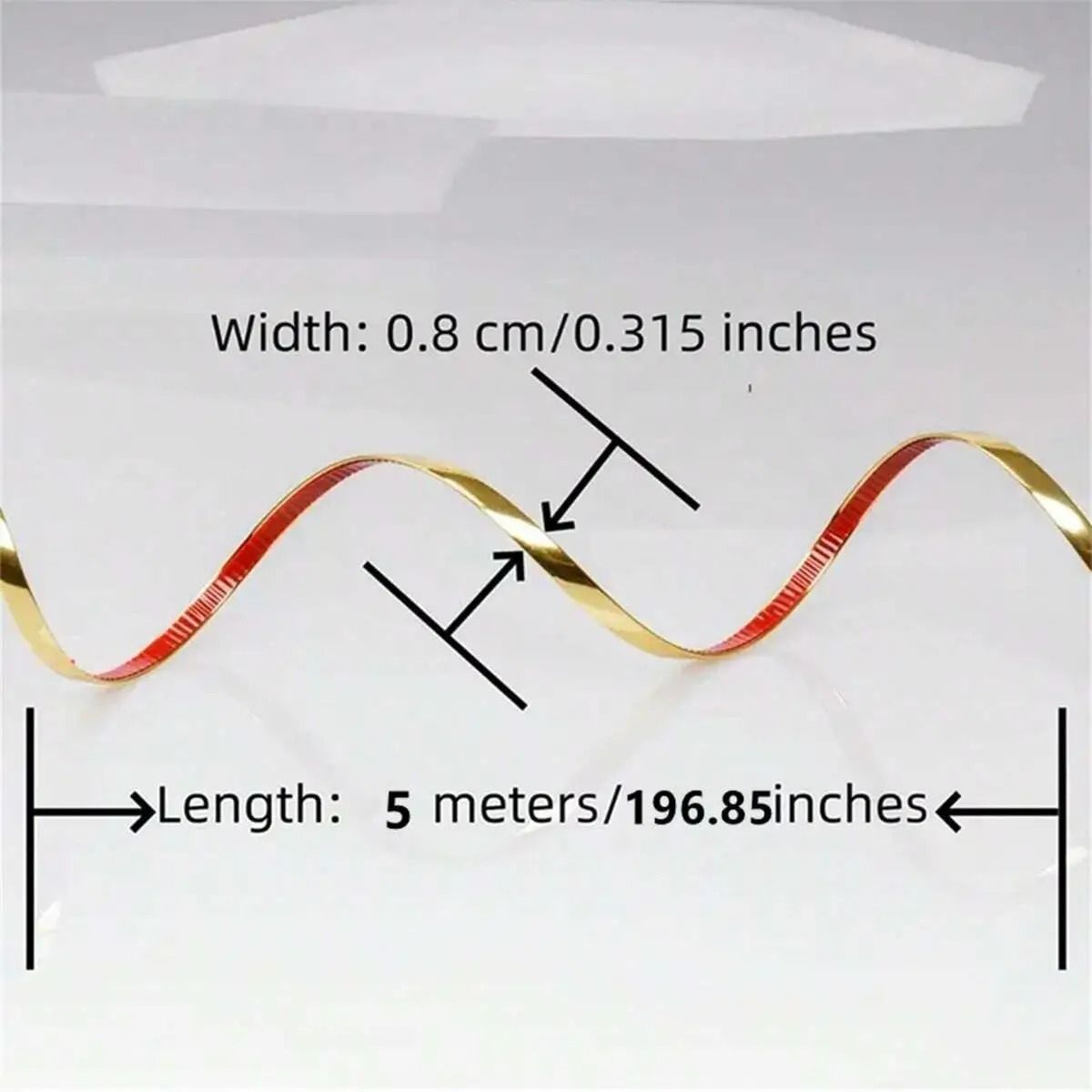 Gold Mirror Trim Molding – 8mm x 5M Self-Adhesive PVC Decorative Strip for Wall and Ceiling Accent Lines