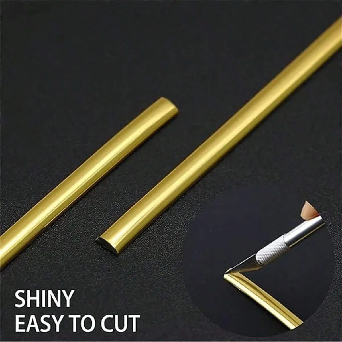 Gold Mirror Trim Molding – 8mm x 5M Self-Adhesive PVC Decorative Strip for Wall and Ceiling Accent Lines