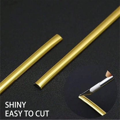 Gold Mirror Trim Molding – 8mm x 5M Self-Adhesive PVC Decorative Strip for Wall and Ceiling Accent Lines