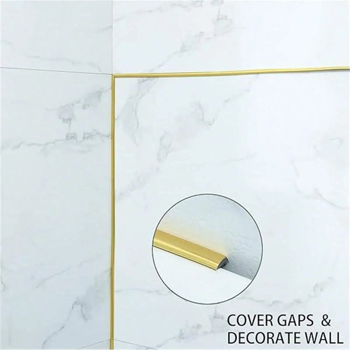 Gold Mirror Trim Molding – 8mm x 5M Self-Adhesive PVC Decorative Strip for Wall and Ceiling Accent Lines