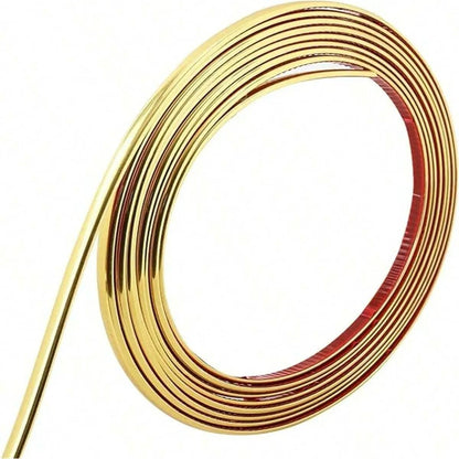 Gold Mirror Trim Molding – 8mm x 5M Self-Adhesive PVC Decorative Strip for Wall and Ceiling Accent Lines