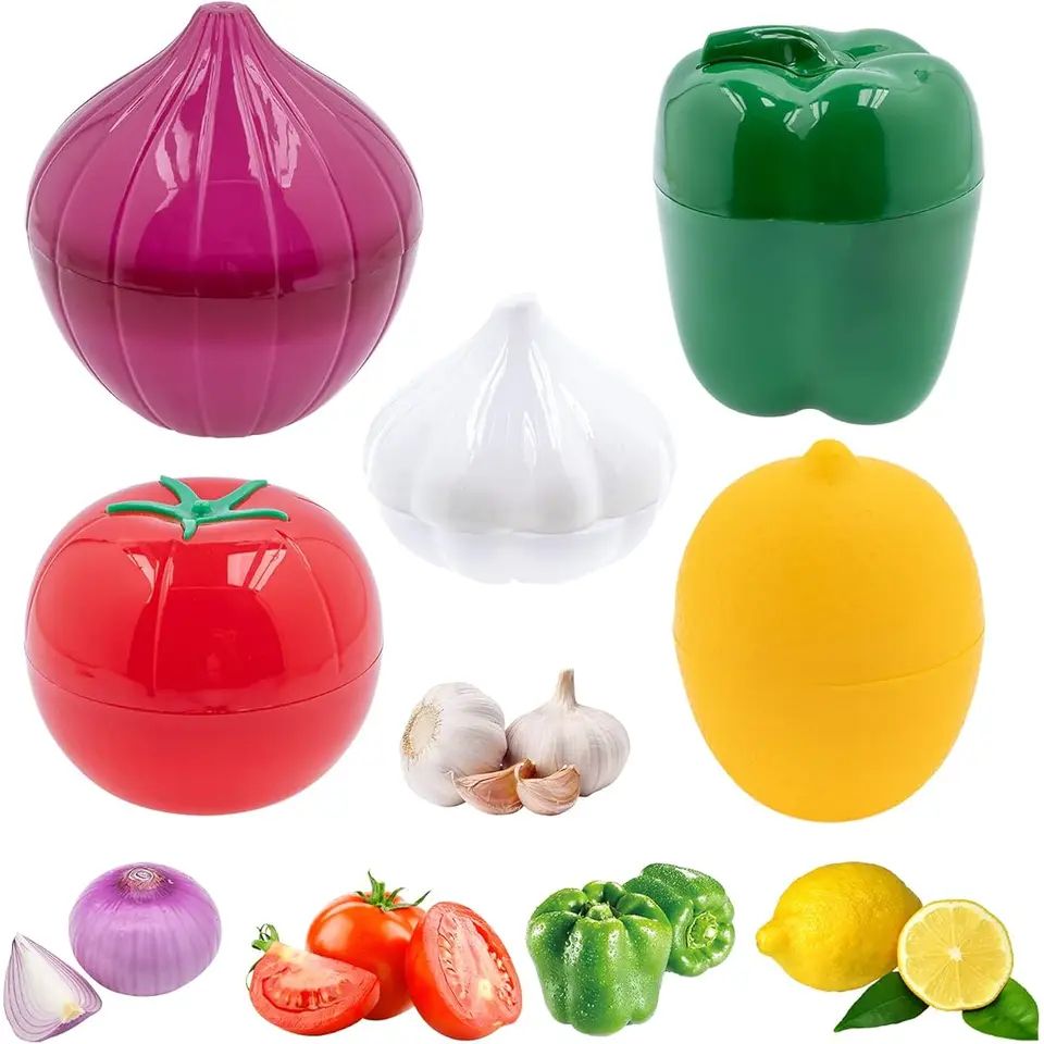 Airtight Plastic Vegetable & Fruit Storage Container – Fresh Food Crisper Box for Onion, Garlic & Green Pepper