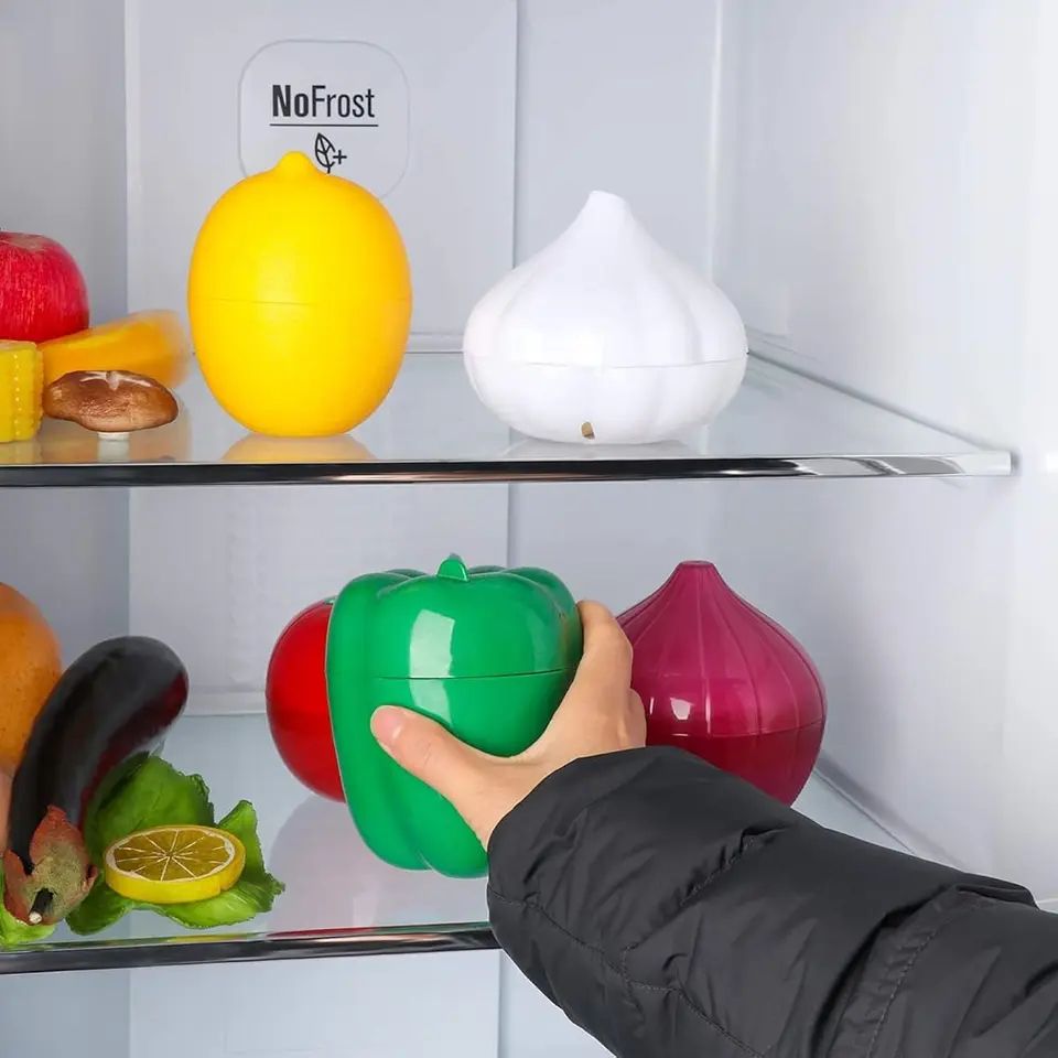 Airtight Plastic Vegetable & Fruit Storage Container – Fresh Food Crisper Box for Onion, Garlic & Green Pepper