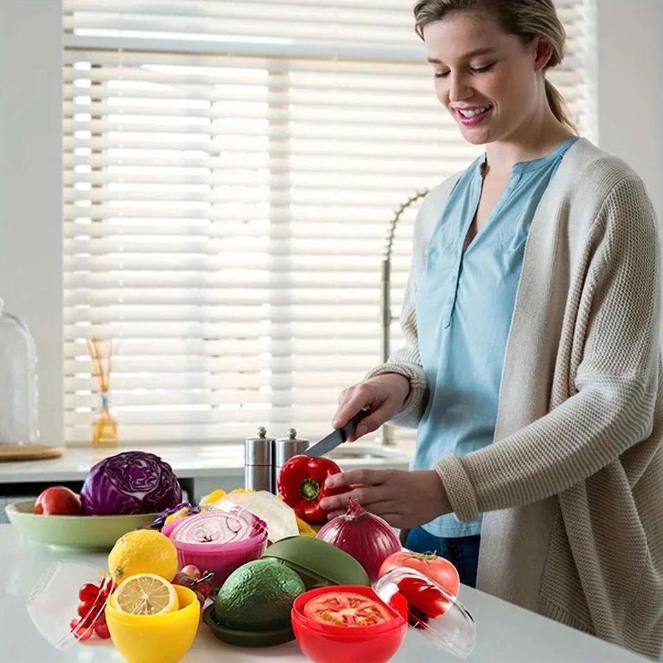 Airtight Plastic Vegetable & Fruit Storage Container – Fresh Food Crisper Box for Onion, Garlic & Green Pepper