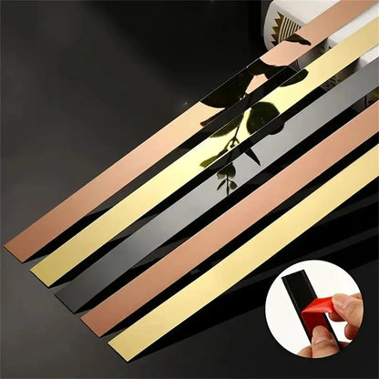 Stainless Steel Self-Adhesive Wall & Furniture Trim – Flat Decorative Metallic Edge Strip for Living Room