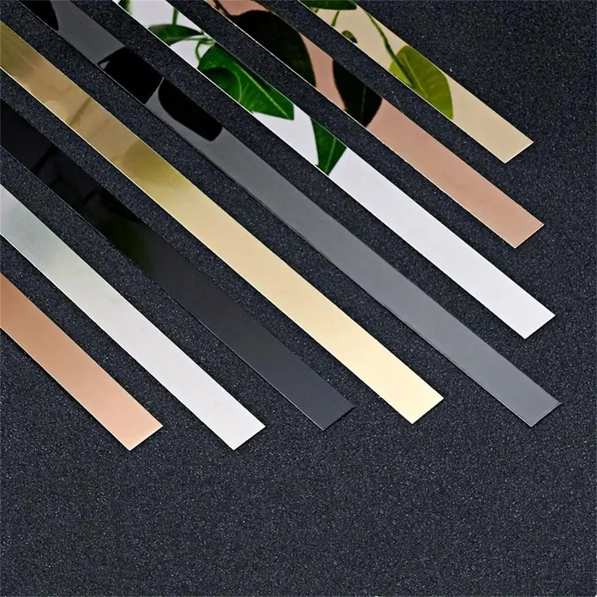 Stainless Steel Self-Adhesive Wall & Furniture Trim – Flat Decorative Metallic Edge Strip for Living Room