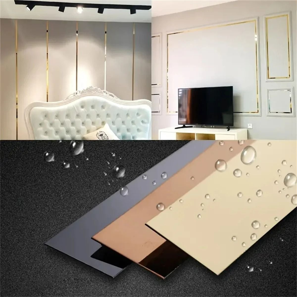 Stainless Steel Self-Adhesive Wall & Furniture Trim – Flat Decorative Metallic Edge Strip for Living Room