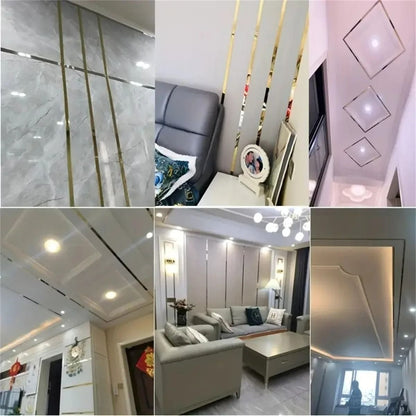 Stainless Steel Self-Adhesive Wall & Furniture Trim – Flat Decorative Metallic Edge Strip for Living Room