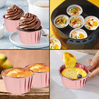 50-Piece Aluminum Foil Cupcake Liners with Lids (5.5oz)