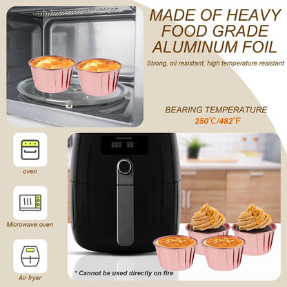 50-Piece Aluminum Foil Cupcake Liners with Lids (5.5oz)