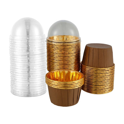 50-Piece Aluminum Foil Cupcake Liners with Lids (5.5oz)