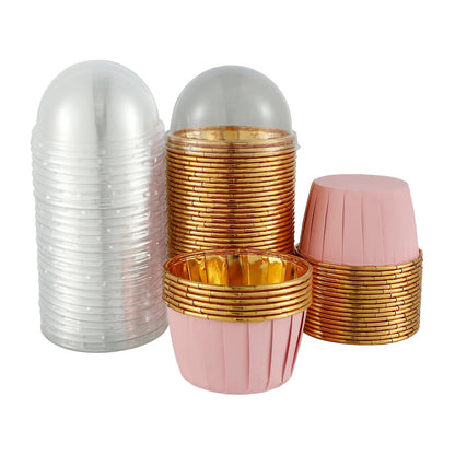 50-Piece Aluminum Foil Cupcake Liners with Lids (5.5oz)