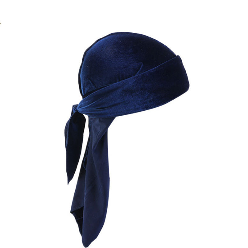 Soft Velvet Long Tail Unisex Durag Wave Cap Breathable Head Wrap Bandana