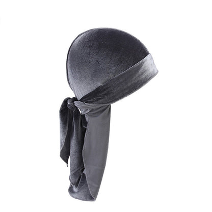 Soft Velvet Long Tail Unisex Durag Wave Cap Breathable Head Wrap Bandana