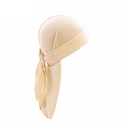 Soft Velvet Long Tail Unisex Durag Wave Cap Breathable Head Wrap Bandana