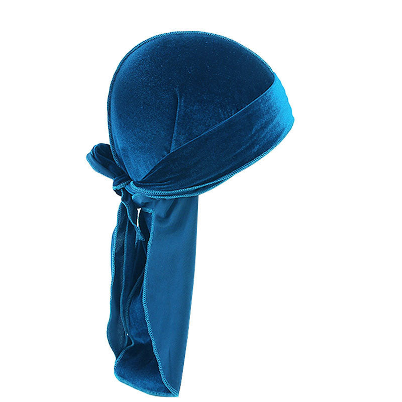 Soft Velvet Long Tail Unisex Durag Wave Cap Breathable Head Wrap Bandana