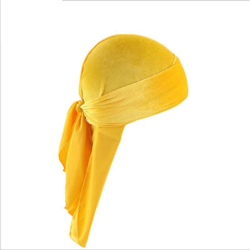 Soft Velvet Long Tail Unisex Durag Wave Cap Breathable Head Wrap Bandana
