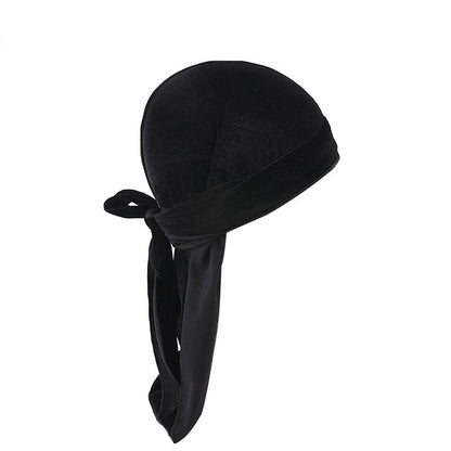 Soft Velvet Long Tail Unisex Durag Wave Cap Breathable Head Wrap Bandana