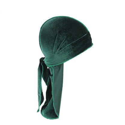 Soft Velvet Long Tail Unisex Durag Wave Cap Breathable Head Wrap Bandana