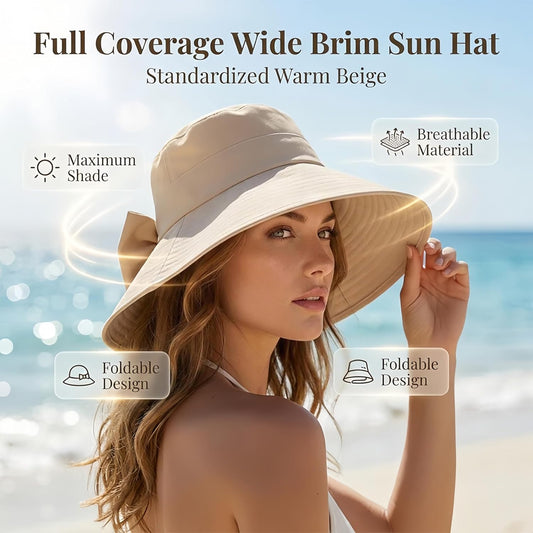 women's bowknot wide brim sun hat