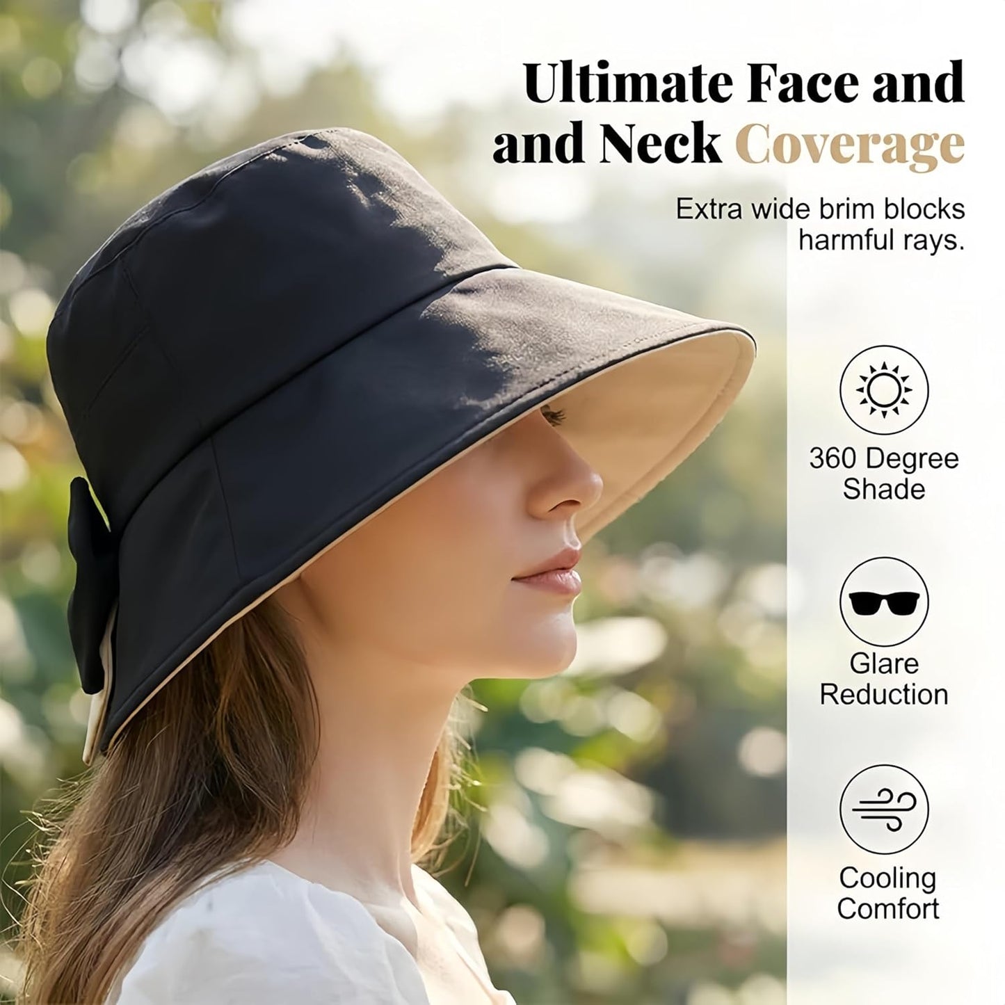 women's bowknot wide brim sun hat