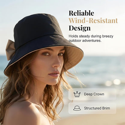 women's bowknot wide brim sun hat