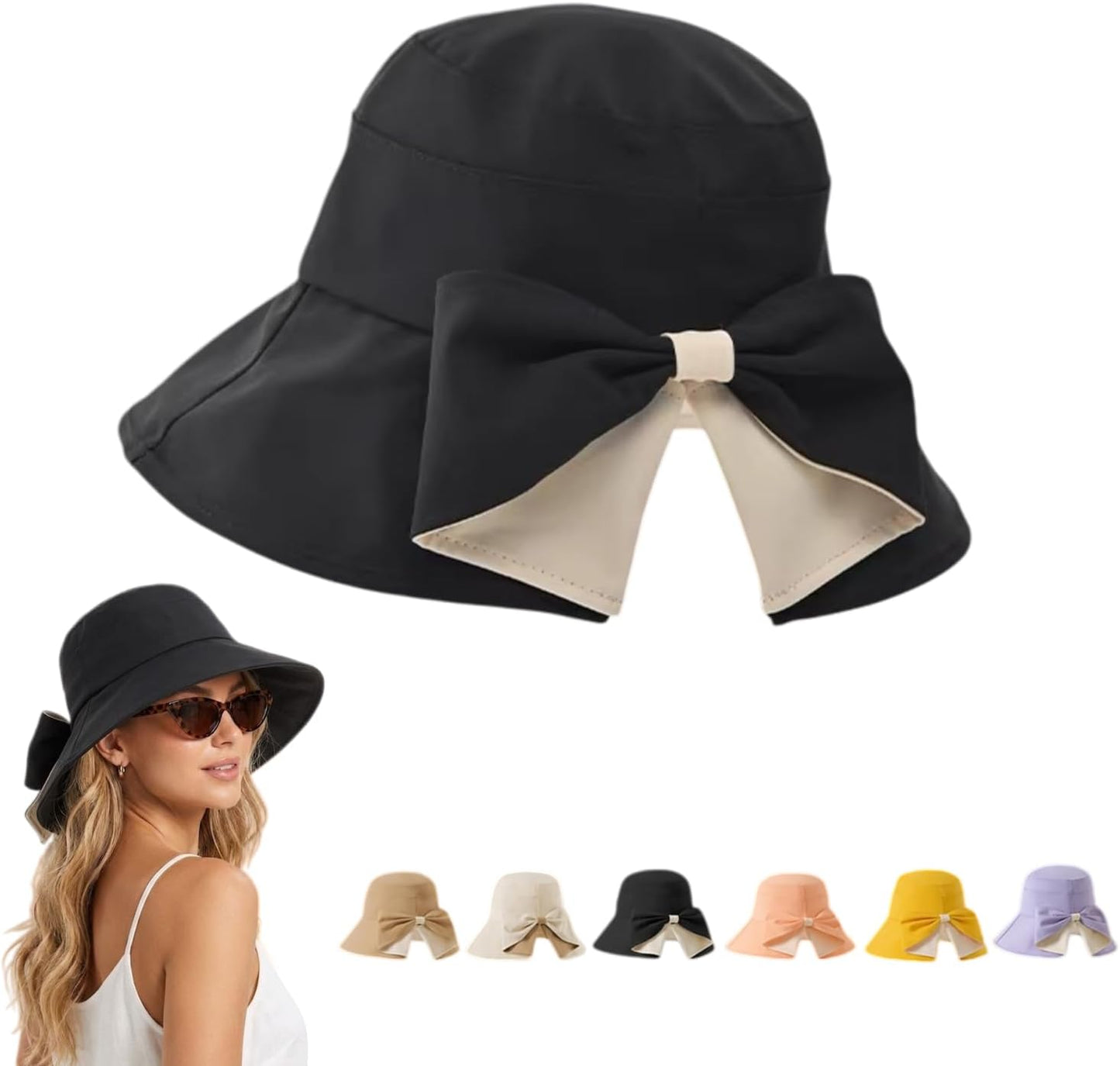 women's bowknot wide brim sun hat