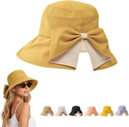 women's bowknot wide brim sun hat