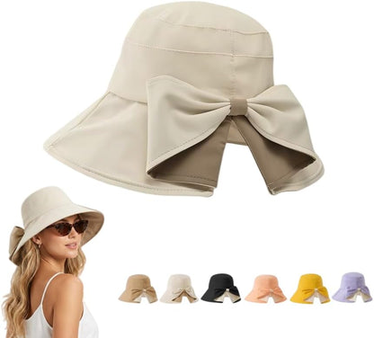 women's bowknot wide brim sun hat