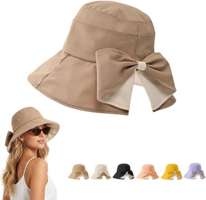 women's bowknot wide brim sun hat
