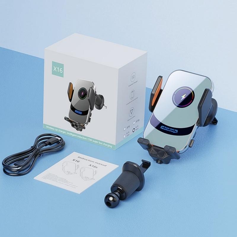 X16 Magnetic Car Phone Mount Smart Sensor Wireless Car Charger Auto Clamp Fast Charging Holder