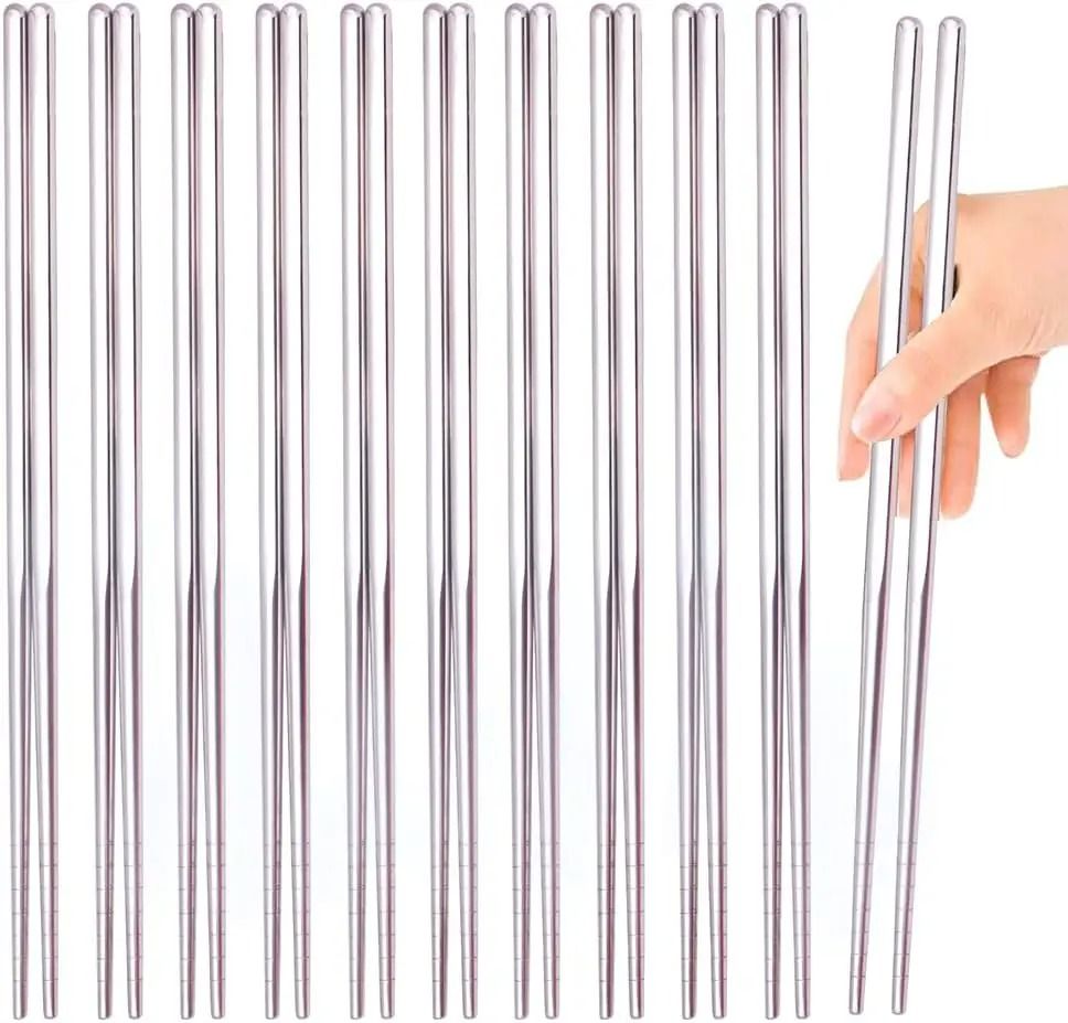 30-Piece Stainless Steel Chopsticks Set – 15 Pairs of Reusable Round Metal Cutlery for Japanese Sushi