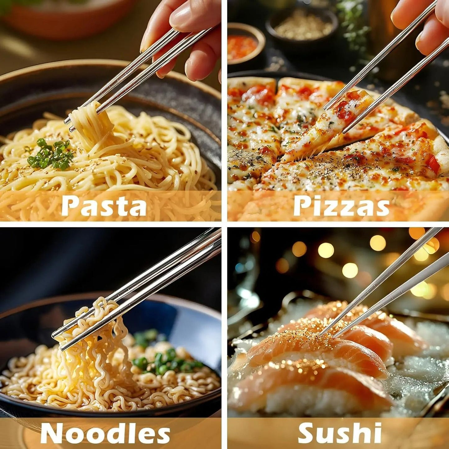 30-Piece Stainless Steel Chopsticks Set – 15 Pairs of Reusable Round Metal Cutlery for Japanese Sushi