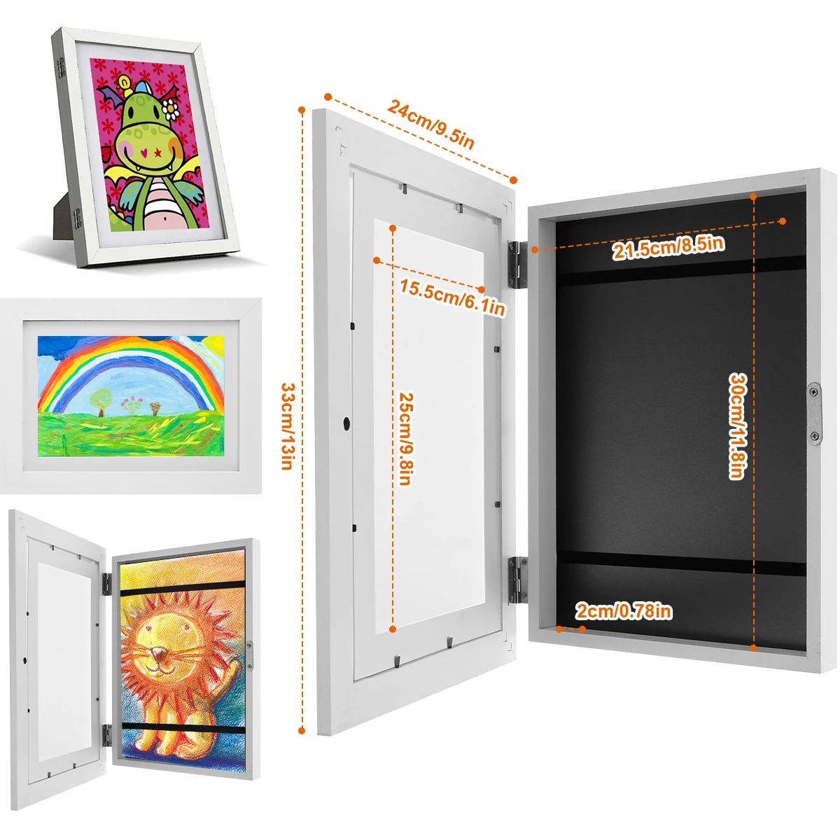 Kids Art Frame Magnetic Front Opening Changeable Picture Display