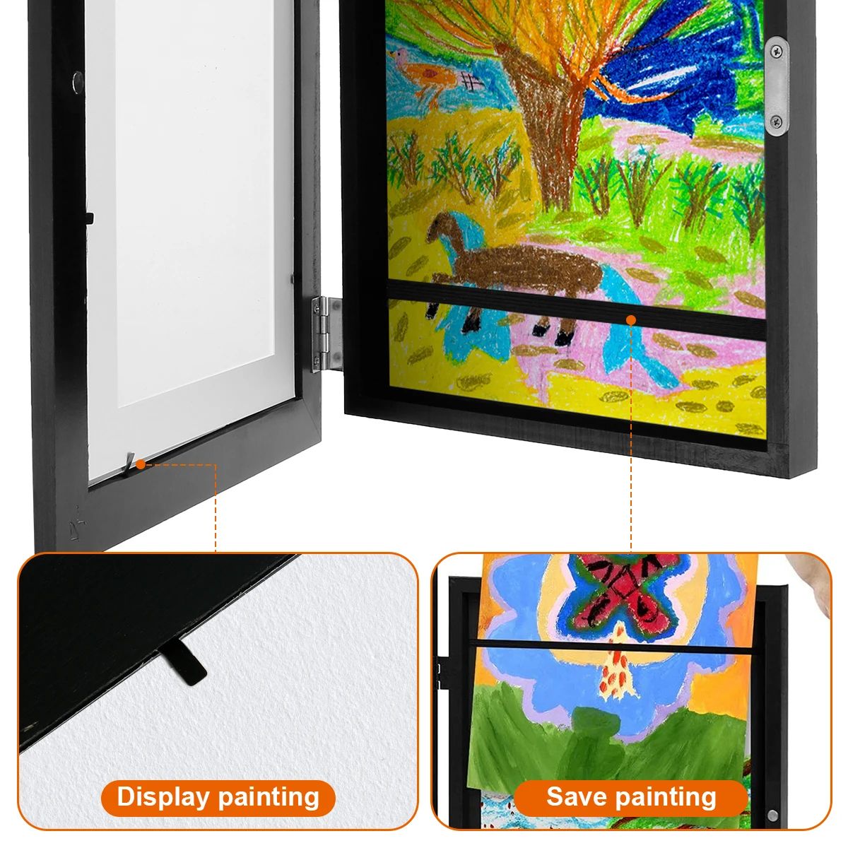 Kids Art Frame Magnetic Front Opening Changeable Picture Display