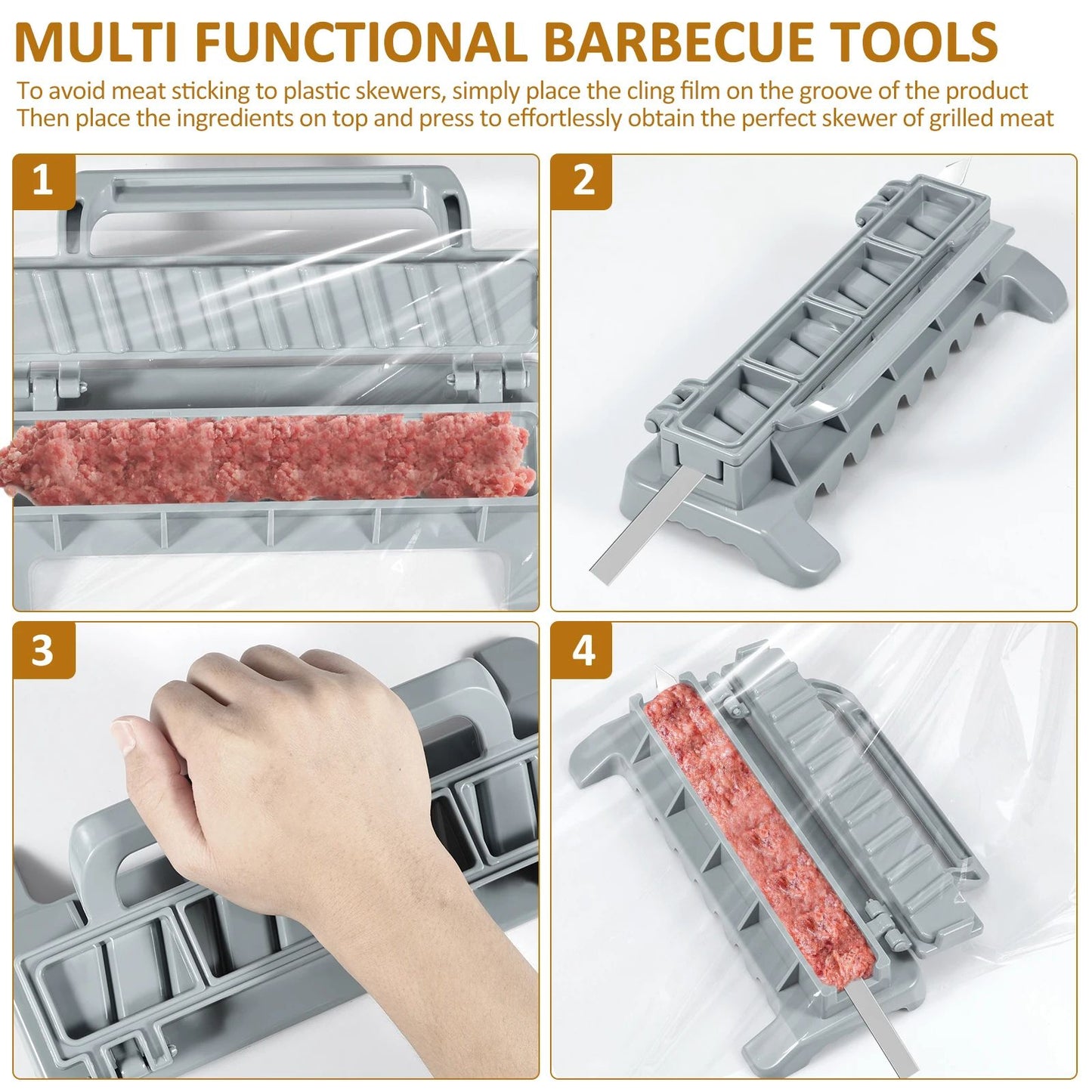Reusable Kebab Maker Manual Kebab Press BBQ Skewer Maker for Homemade Meat Skewers