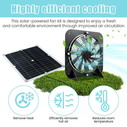 100W Solar Exhaust Fan Kit Waterproof 13 5 in Cooling Fan