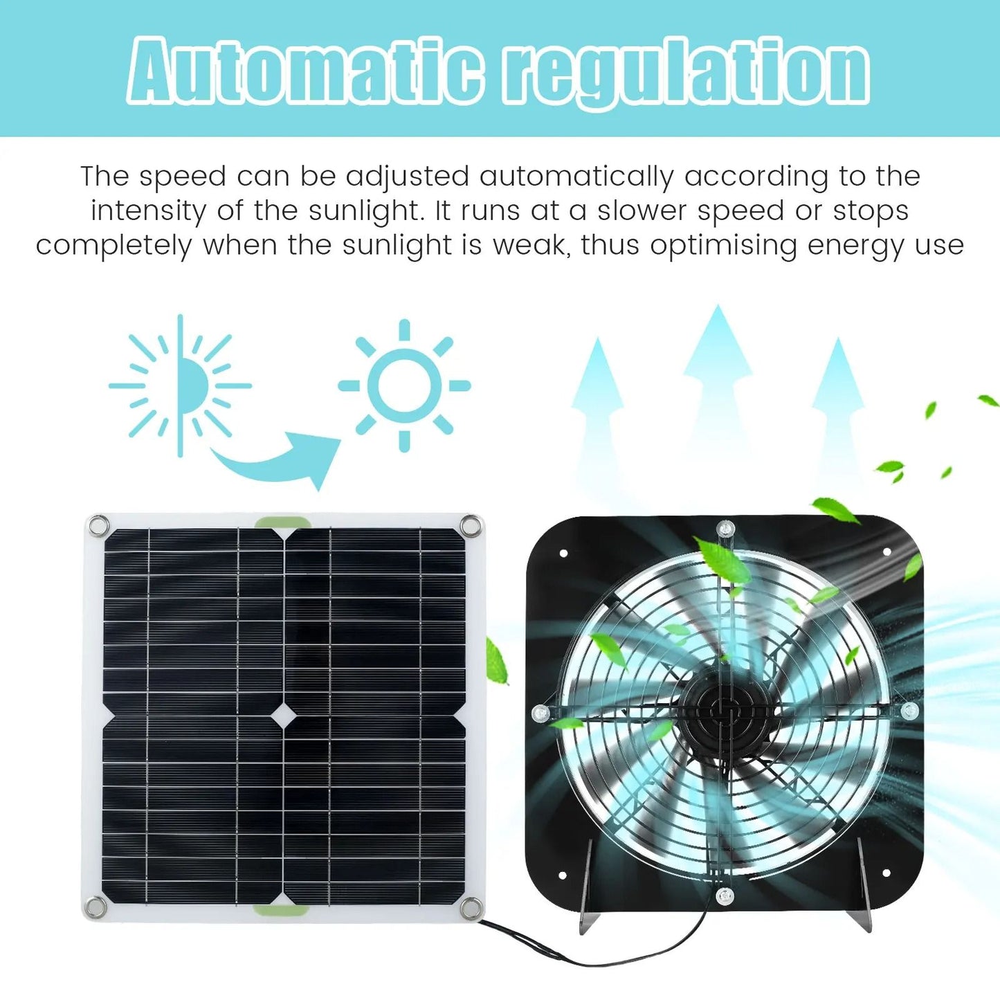 100W Solar Exhaust Fan Kit Waterproof 13 5 in Cooling Fan