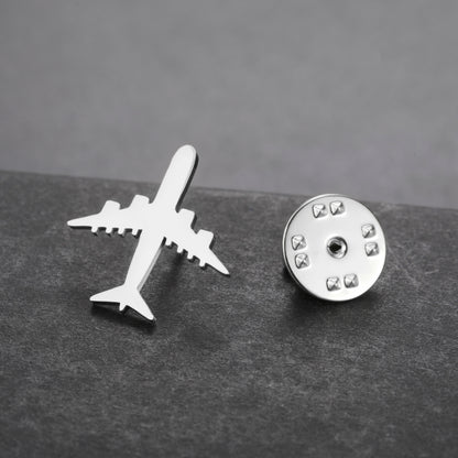 Vintage Airplane Brooch Stainless Steel Aviation Pin for Jackets, Bags & Pilot Gifts