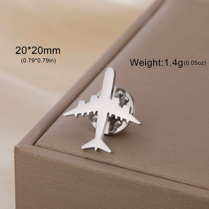 Vintage Airplane Brooch Stainless Steel Aviation Pin for Jackets, Bags & Pilot Gifts