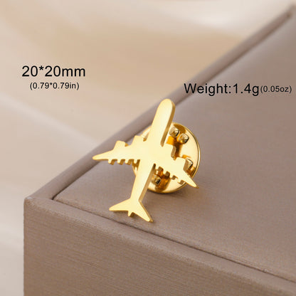 Vintage Airplane Brooch Stainless Steel Aviation Pin for Jackets, Bags & Pilot Gifts