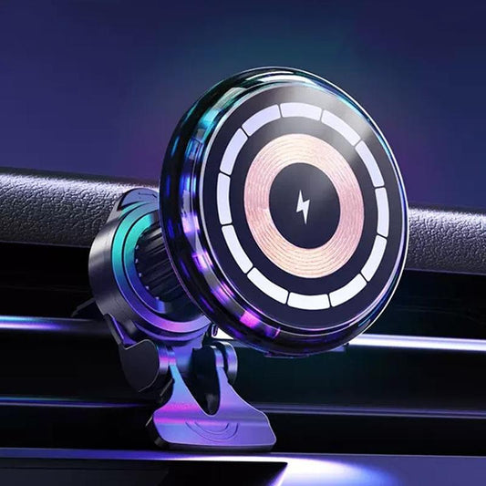 RGB MagSafe Car Charger Magnetic Wireless Phone Holder 15W Fast Charging Car Mount