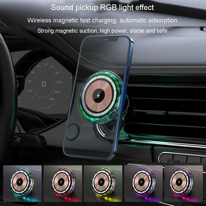 RGB MagSafe Car Charger Magnetic Wireless Phone Holder 15W Fast Charging Car Mount