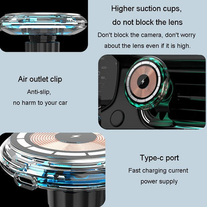 RGB MagSafe Car Charger Magnetic Wireless Phone Holder 15W Fast Charging Car Mount