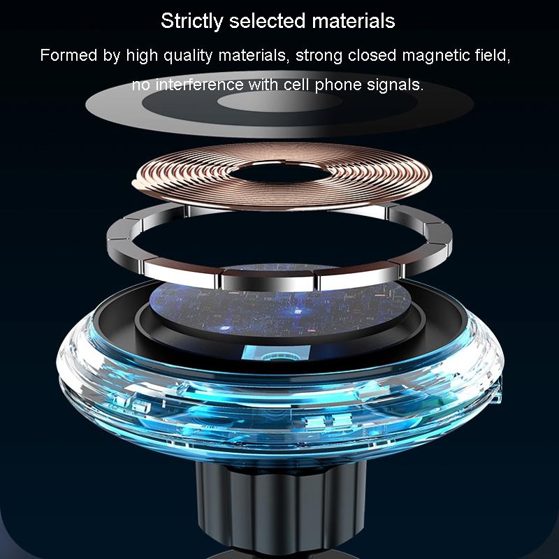 RGB MagSafe Car Charger Magnetic Wireless Phone Holder 15W Fast Charging Car Mount