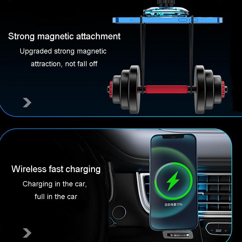 RGB MagSafe Car Charger Magnetic Wireless Phone Holder 15W Fast Charging Car Mount