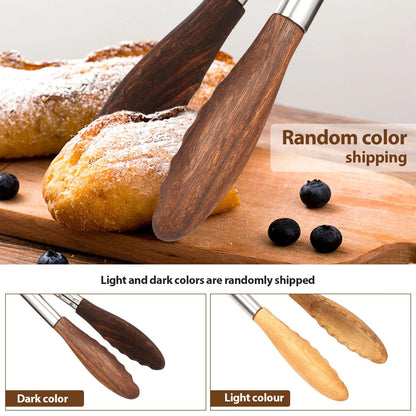 2 Piece Rustproof Wood Food Tongs for Cooking and Serving