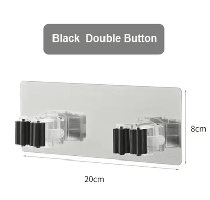 Adhesive Wall Mounted Mop Holder – Multi-Purpose Broom Organizer & Utility Hook Rack