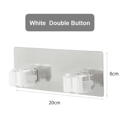 Adhesive Wall Mounted Mop Holder – Multi-Purpose Broom Organizer & Utility Hook Rack